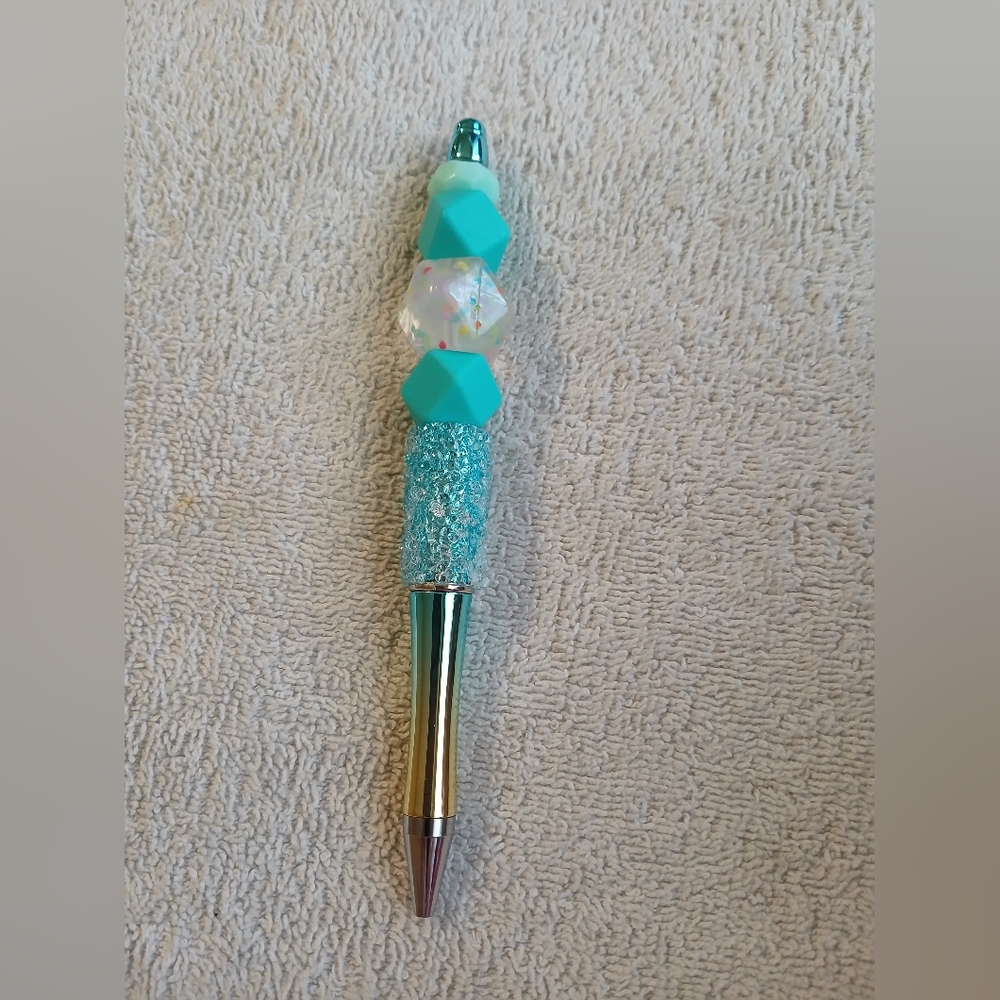 Turquoise Beaded Crystal Ballpoint Pen